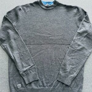 Men's Heather Gray Crewneck Texture-Panel Sweater